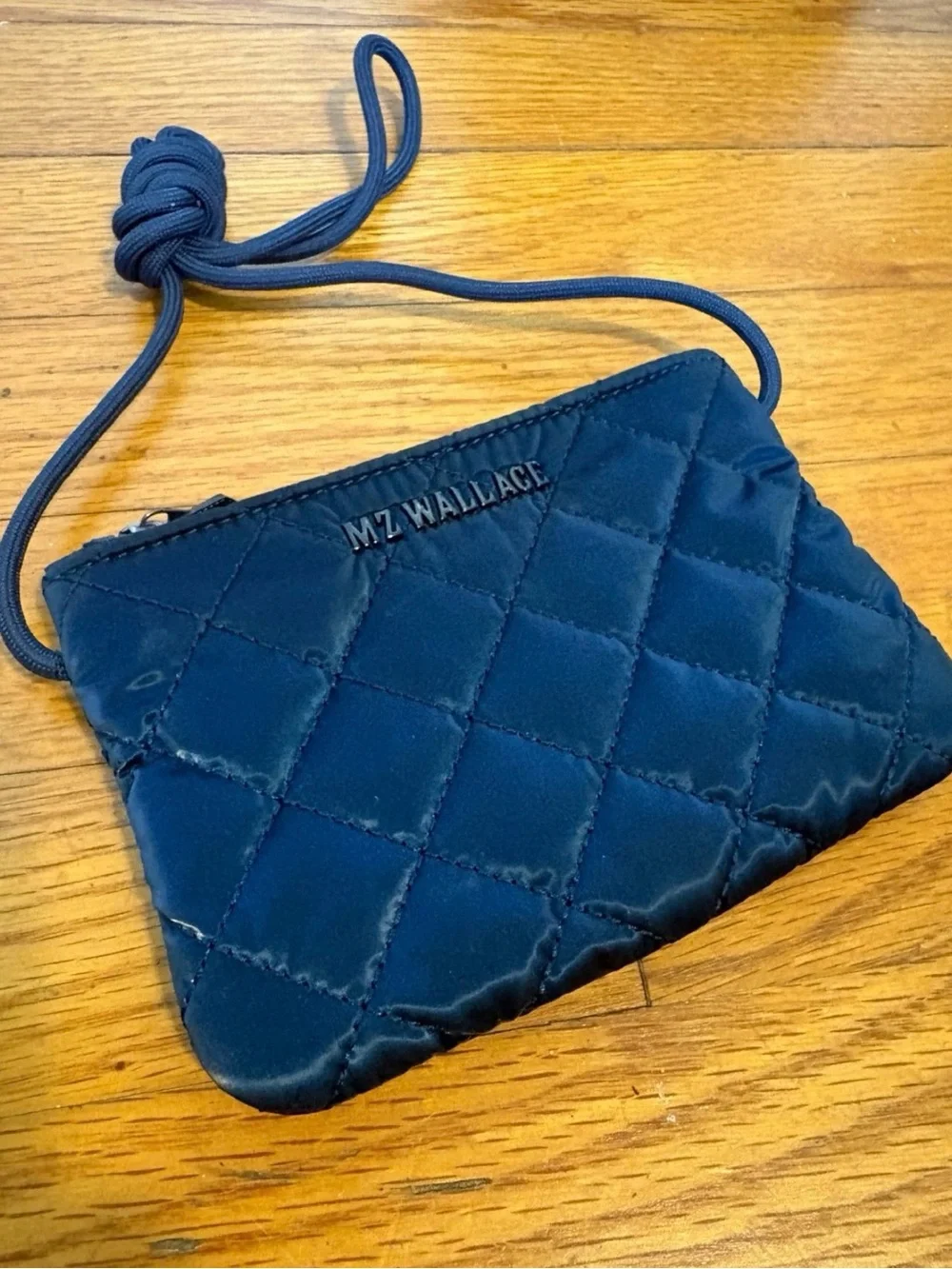 NWOT MZ Wallace Micro Quilted Navy Blue  Shiny Crossbody Bag - Designer Style